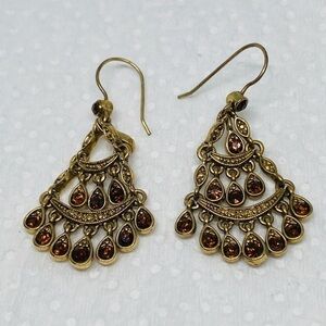 Earrings Bollywood dangle earrings faux topaz gold tone